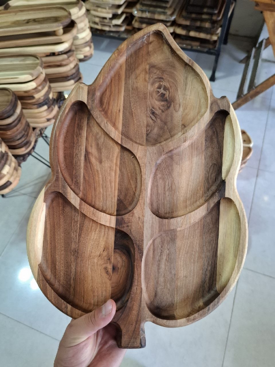 اردو خوری (شکلات و آجیل خوری) طرح برگ چوب گردو 35 سانتی