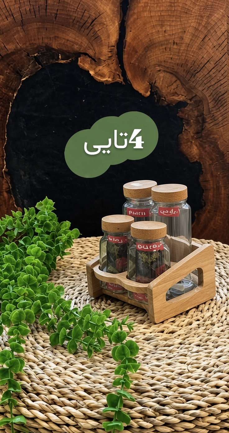 استند جا ادویه چوبی۴ عددی