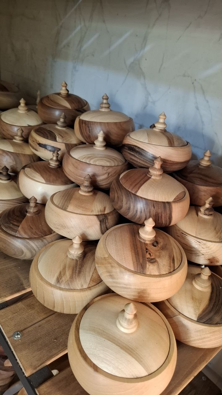 قندان مدل خمره چوب گردو قطر12 ارتفاع۷